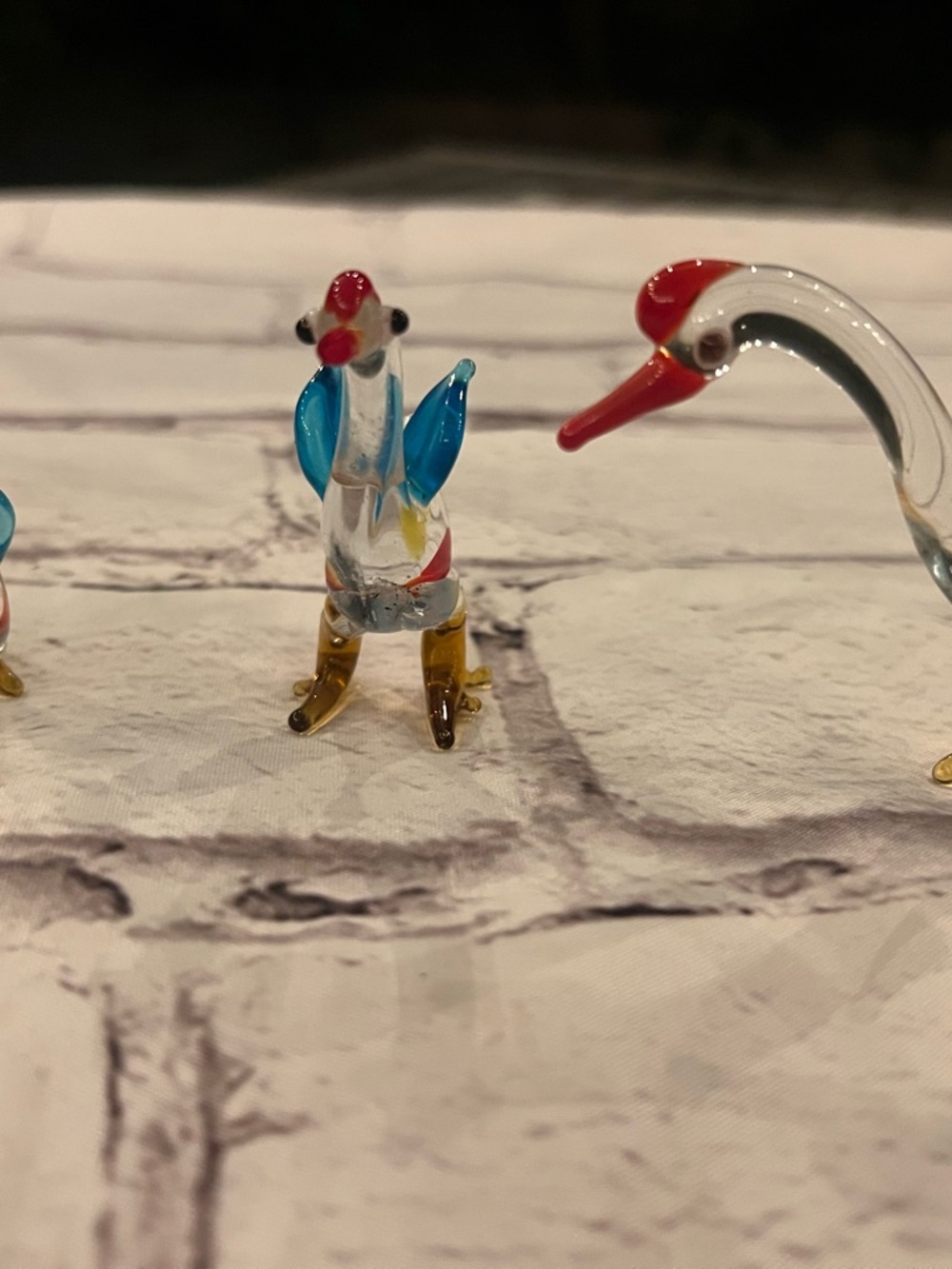 Glass Bird Figurine - Blue, Red & Gold Decorative Collectible